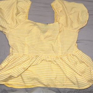 Large SHEIN yellow checkered blouse